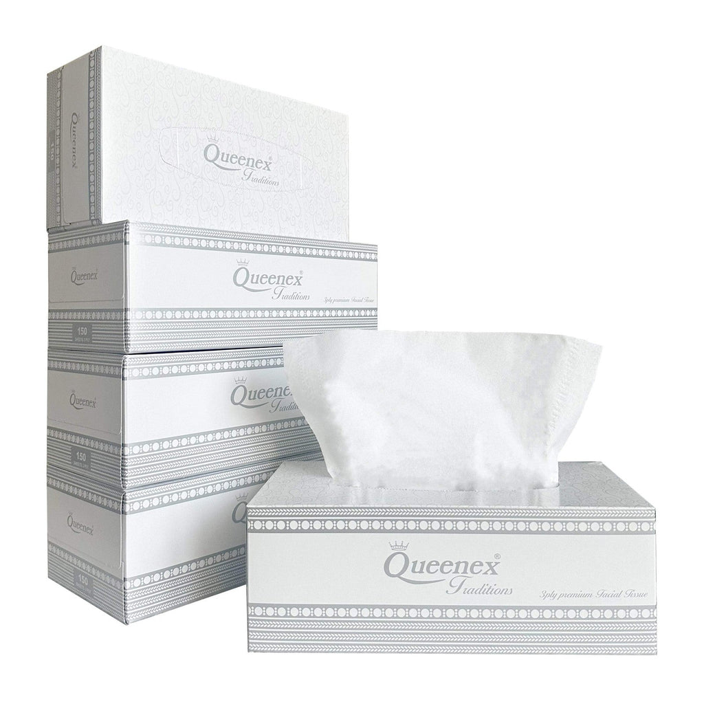 Queenex Ultra Soft Facial Tissues, 150 Tissues per Box, 3-Ply